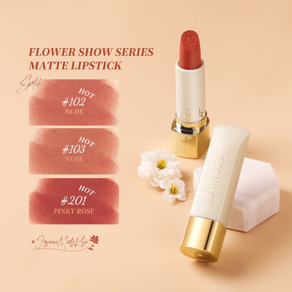 DOMMO - D8144 FCL #JasmineMeetsRose Matte Lipstick-Tahan air kosmetik bibir lipstik FA203