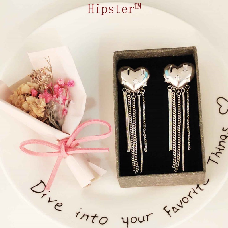 Women's Heart-Shaped Long Tassel Pearl Earrings