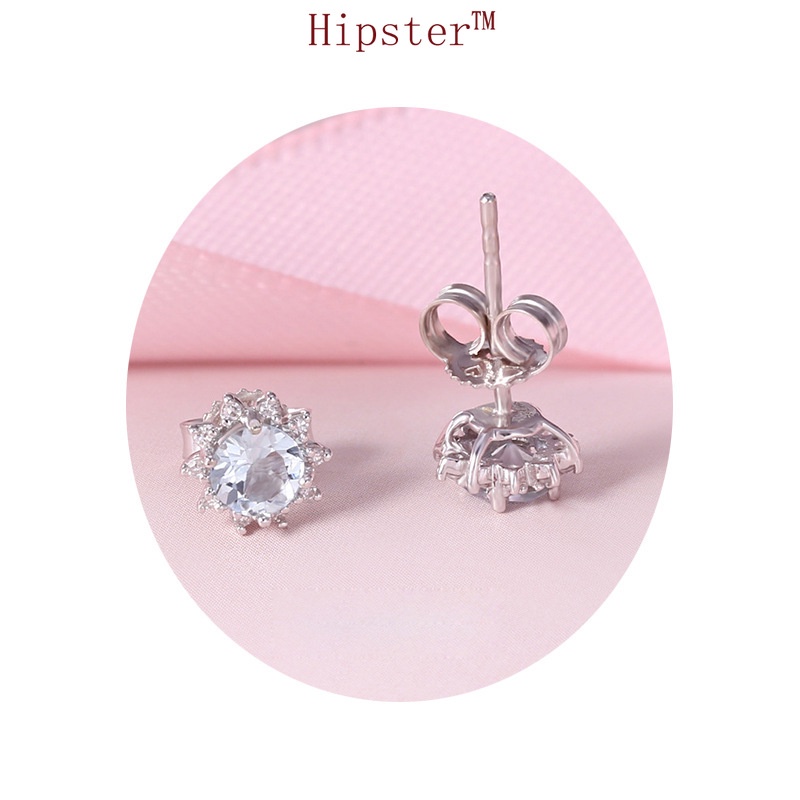 Hot Sale Light Luxury Ins Style Ocean Heart Sapphire Stud Earrings