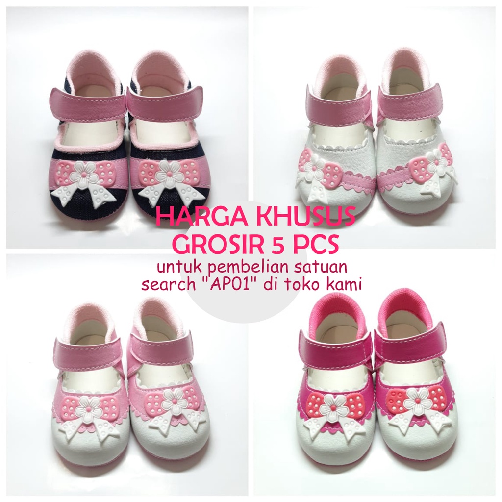 [KHUSUS GROSIR 5PCS] SEPATU BAYI PREWALKER PEREMPUAN 0-12 BULAN PITA 0-12 BULAN AP01g5