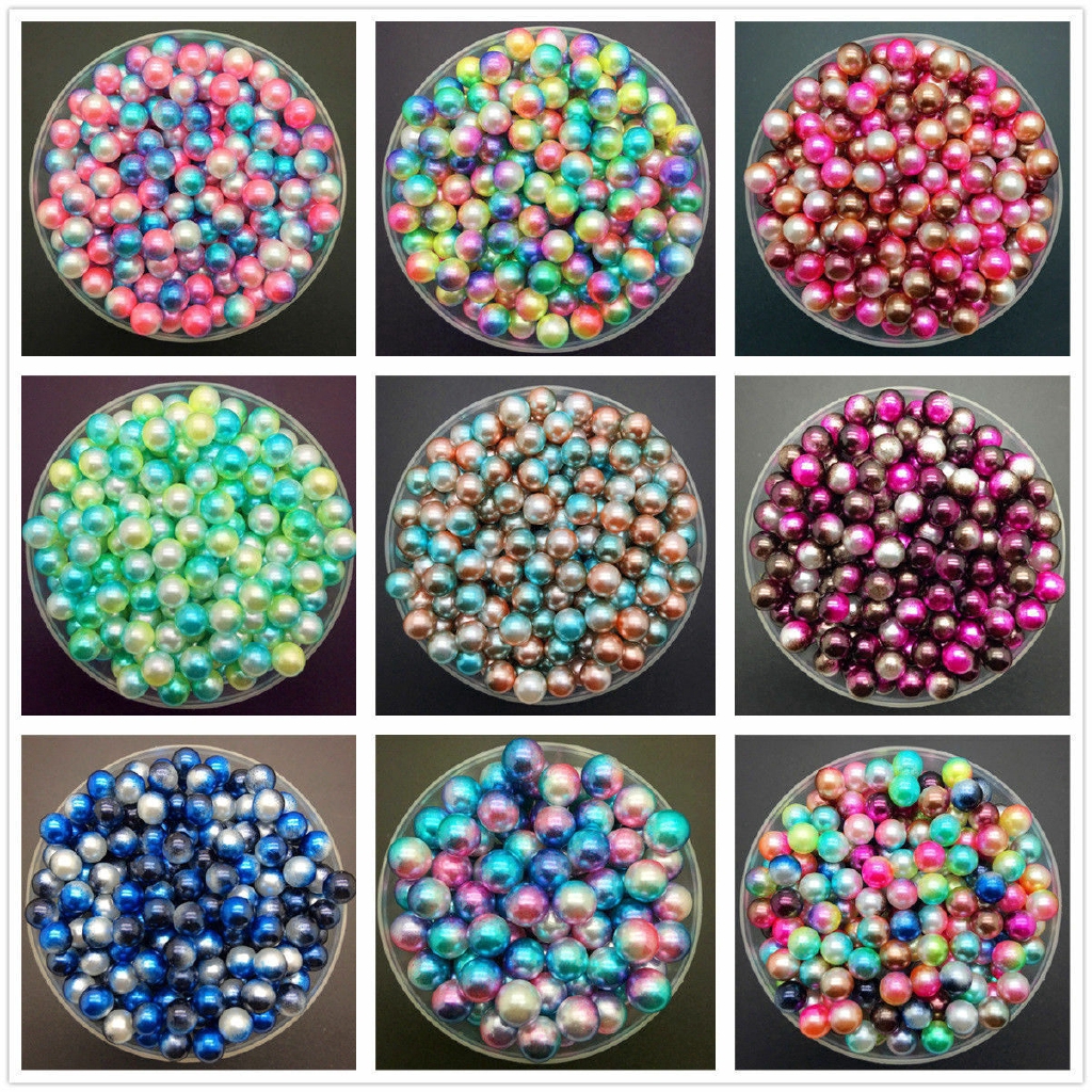 200pcs Manik-Manik Mutiara Akrilik Bulat Warna-Warni Ukuran 4mm 6mm 8mm Untuk Membuat Perhiasan Diy