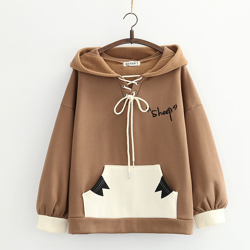 Vallina Hoodie Premium Cartoon Sheep Sweater Wanita Korean Style-5