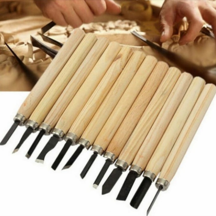 

UKIR-ALAT- SET PISAU UKIR ALAT PAHAT KAYU WOOD CARVING KNIFE 12 IN 1 -ALAT-UKIR.