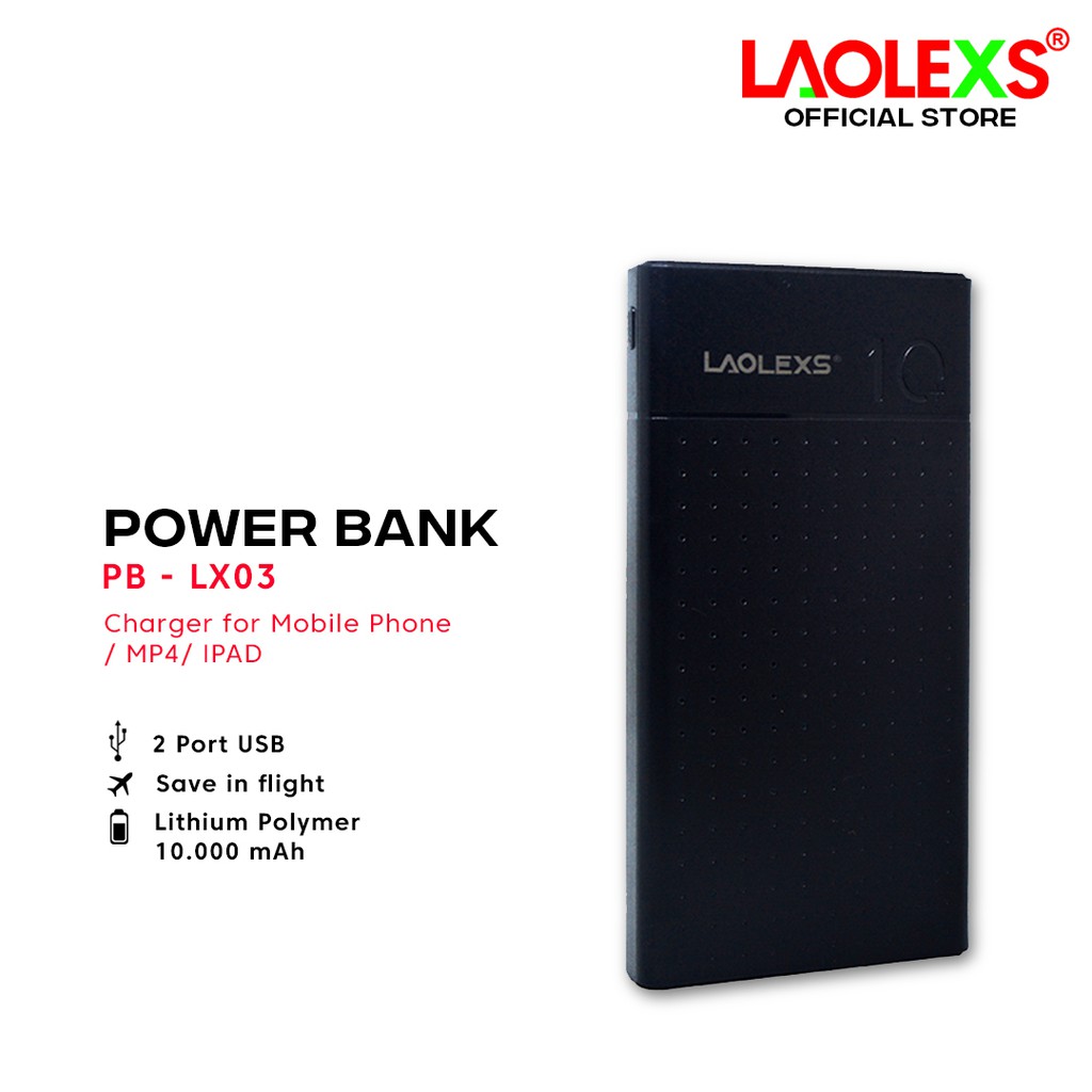 Powerbank PB-LX03 Real Capacity 10000mAh/Output 2.4A/Fast Charge/Dual USB - Premium Quality LAOLEXS