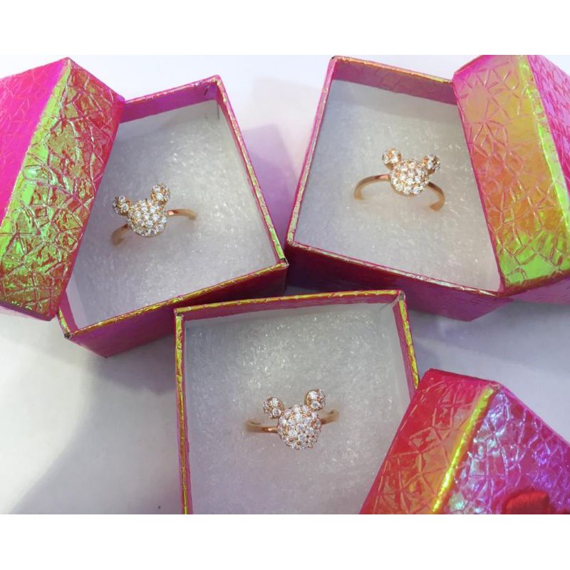 Cincin Dewasa Mickey Mouse mata2, Perak 925, Sepuh Emas kuning