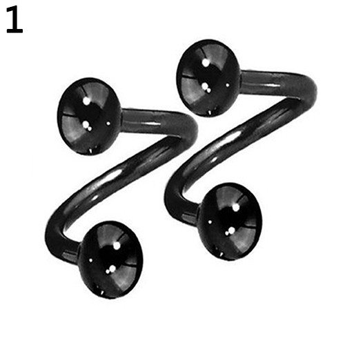 2 Pcs Perhiasan Tindik Menusuk Tubuh Cincin Hidung Bibir Bentuk Spiral Melilit Stainless Steel