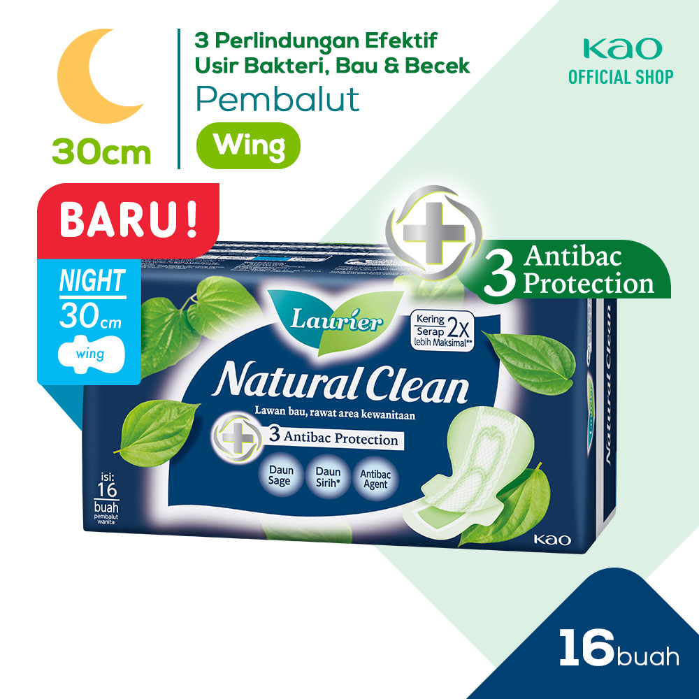 LAURIER NATURAL CLEAN NIGHT 30CM 16S WING