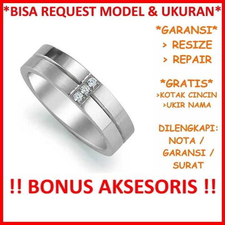 Garansi Silver Asli Bisa Pesan Model Gratis Ukir Nama Cincin Kawin Perak Pria Tunangan ID209