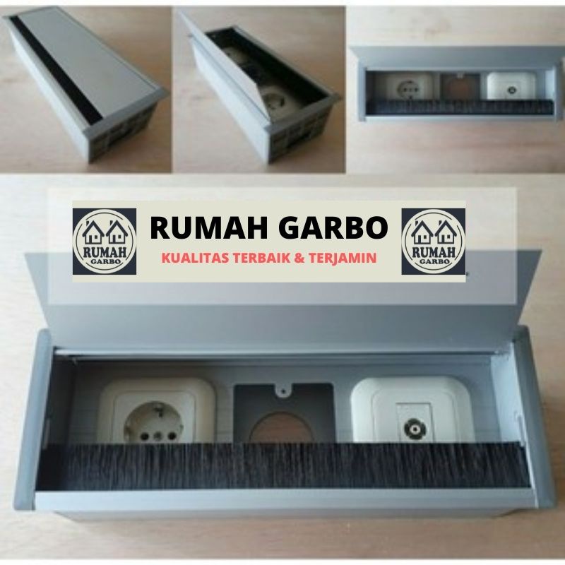 Stop Kontak Saklar Lubang Kabel Meja Tanam Outlet Alum Steker Wire Box