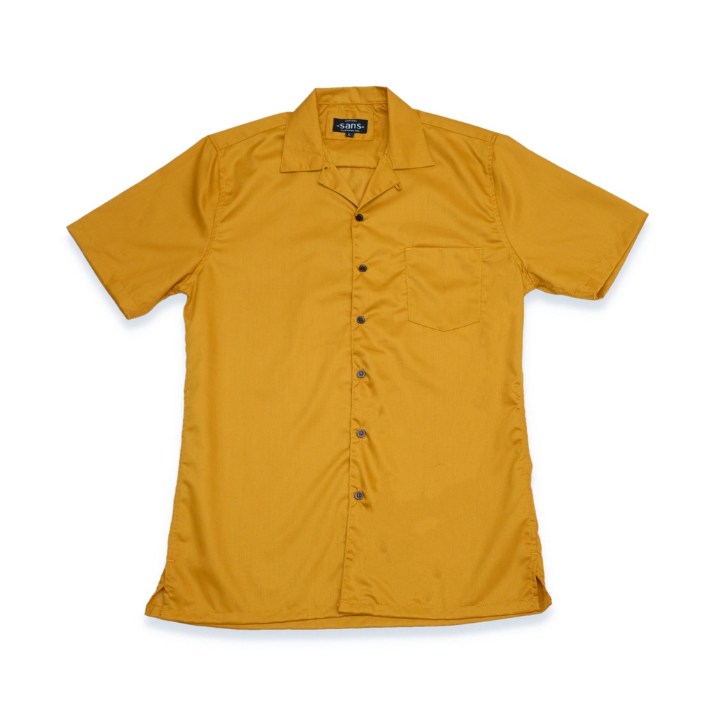 SANVANINA E-1445D Kemeja Polos Lengan Pendek Kerah Santai MUSTARD