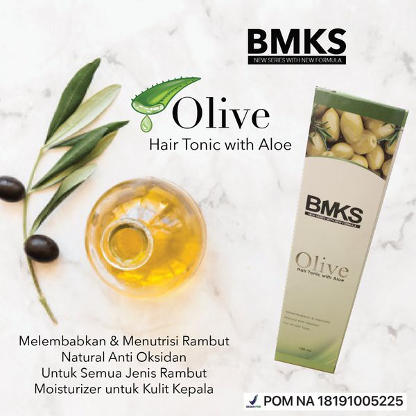 Paket Hemat BMKS Olive Series Hair Treatment Pelebat Penumbuh Anti Rontok shampo + conditioner + hair Tonic with Aloe 3in1 Original