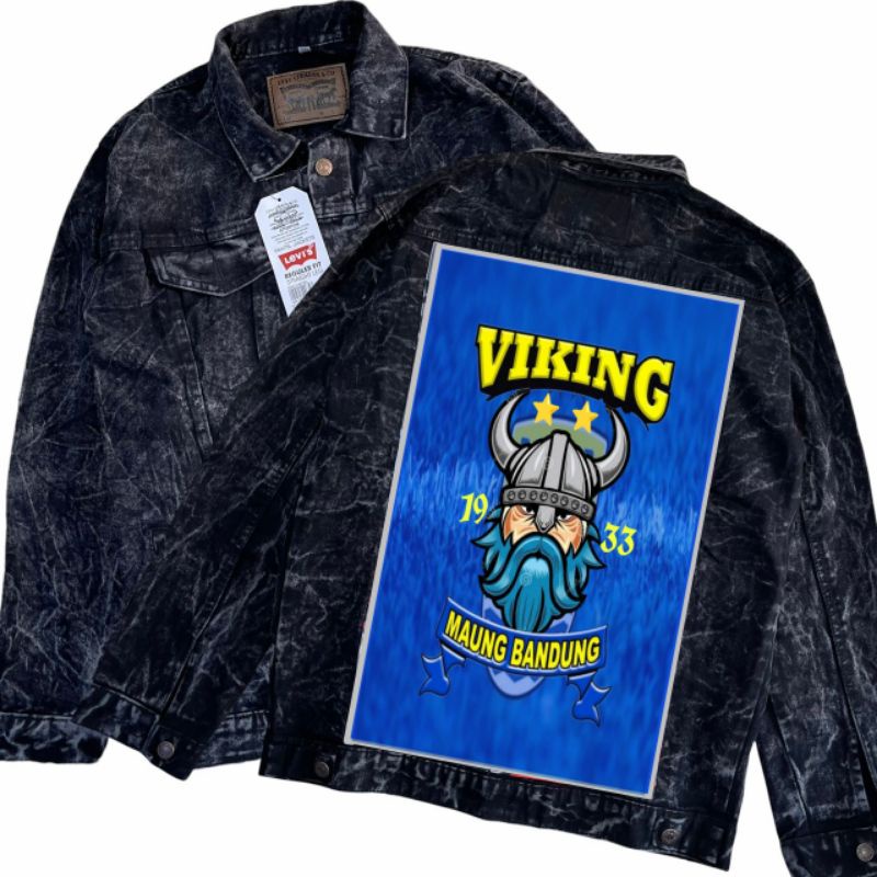jaket persib-jaket suporter persib viking-jaket jeans printing gambar belakang persib