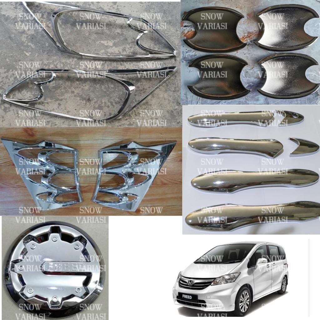 Paket Garnish Depan Belakang Outer Handle Tank Cover Honda Freed Chrome