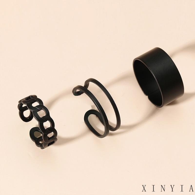 【COD】3 Pcs/Set Cincin Logam Retro HIP HOP ang Dapat Disesuaikan Ring Set Wanita Pria Perhiasan Aksesoris Ready Stock