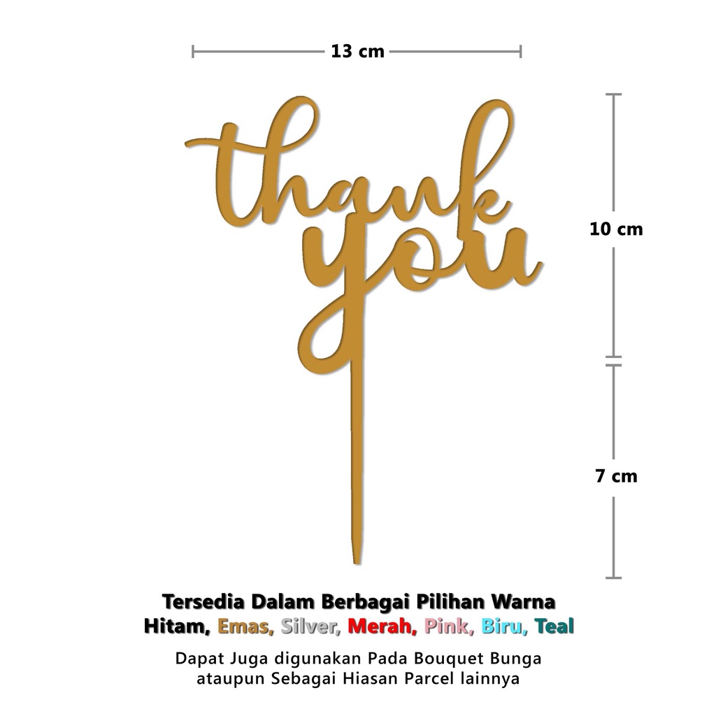 Cake Topper Akrilik - Topper Kue Ucapan - THANK YOU - Dekorasi Pesta