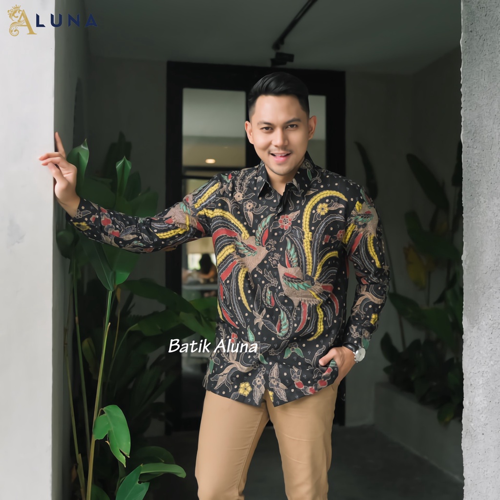 BAJU KEMEJA BATIK PRIA COWOK LENGAN PANJANG REGULER PREMIUM ORIGINAL MODERN KEREN JUMBO ALUNA 110