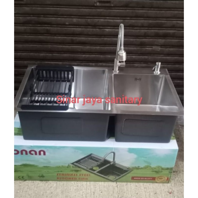 Paket komplit sink ONAN 8245 stainless &quot; ORIGINAL &quot; / Paket sink 8245 kran flexible