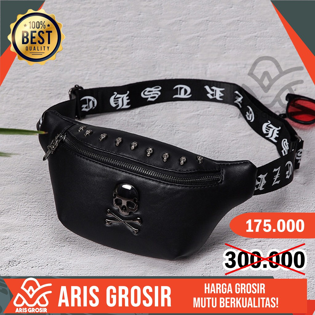 Waist Bag Pria Kulit Branded Tas Selempang Cowok Import Asli Murah X404