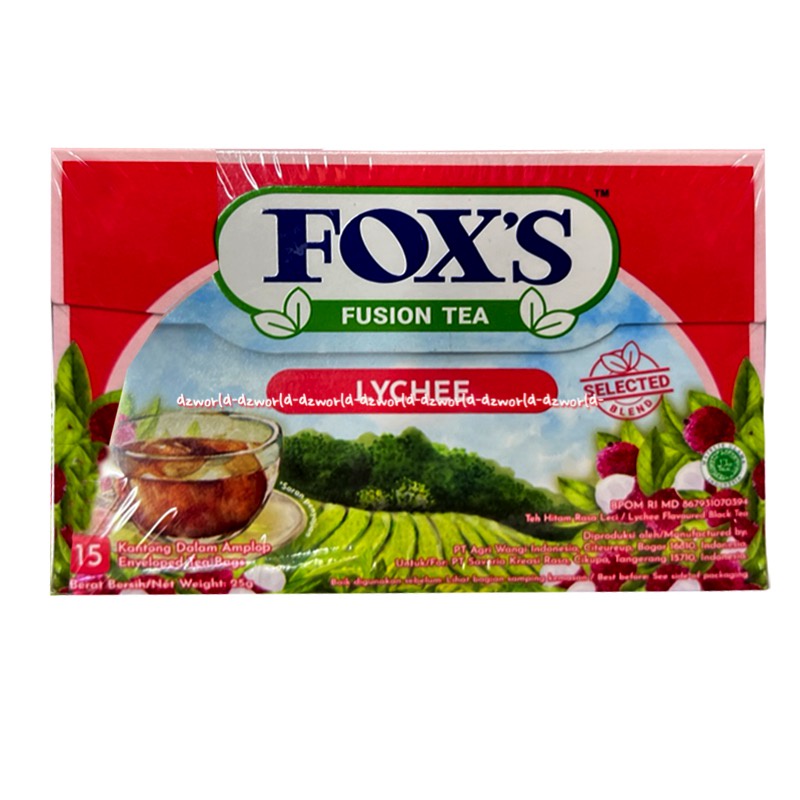 Fox Fusion Tea 15bag Lychee Mixed Berries Blacktea Teh Hitam Rasa Buah Leci Lecy Beri Fox's Fox Fusion Teh Fox