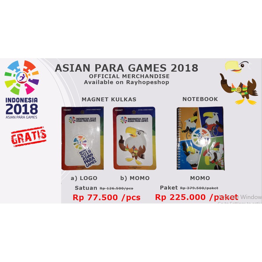 

PROMO Paket Merchandise Asian Paragames 2018 Buku tulis notes notebook note catatan magnet kulkas