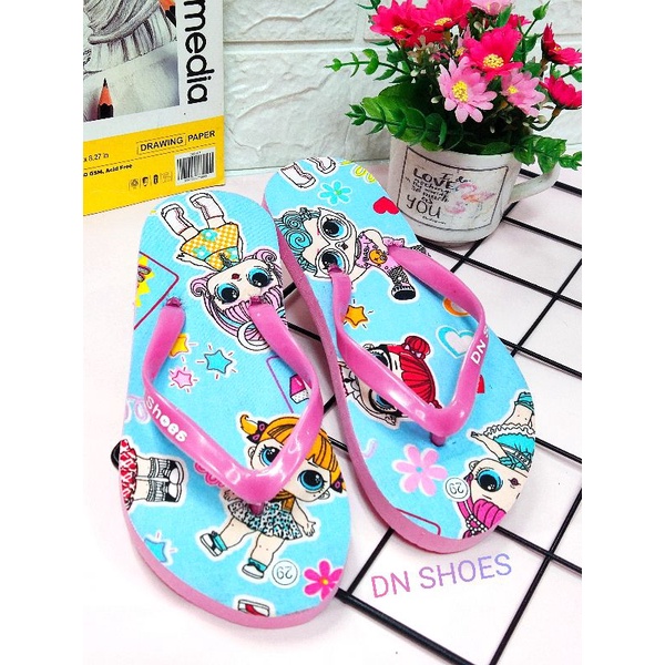 Sandal Flat Anak Perempuan Sandal Jepit Anak Lucu Karakter Lol Biru Wow Murah