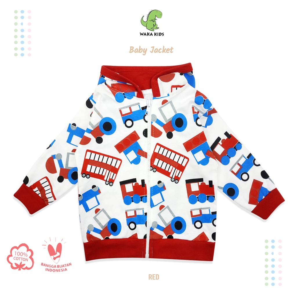 Wakakids Jaket Bayi Anak Laki Laki Usia 6 Bulan Hingga 12 Bulan Motif Bus Full Printing 3899