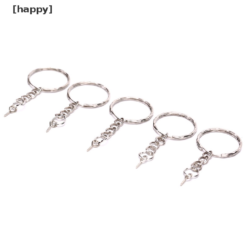 HA 40Pcs Polished Key ring Screw Eye Short Chain Split Ring Connector DIY Jewelry ID
