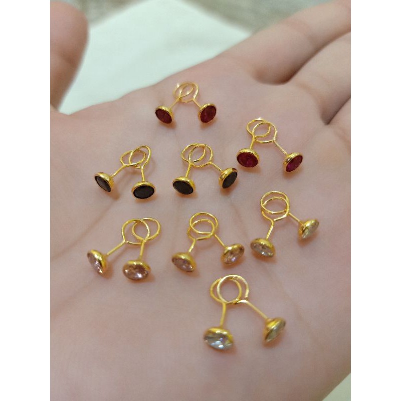 ANTING TOGE MATA PERAK 925 LAPIS MAS