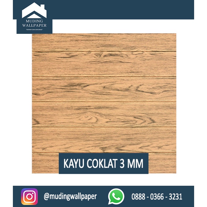 Wallpaper Bata Putih 3D Foam 77 x 70 cm-Kayu Coklat 3.5 MM