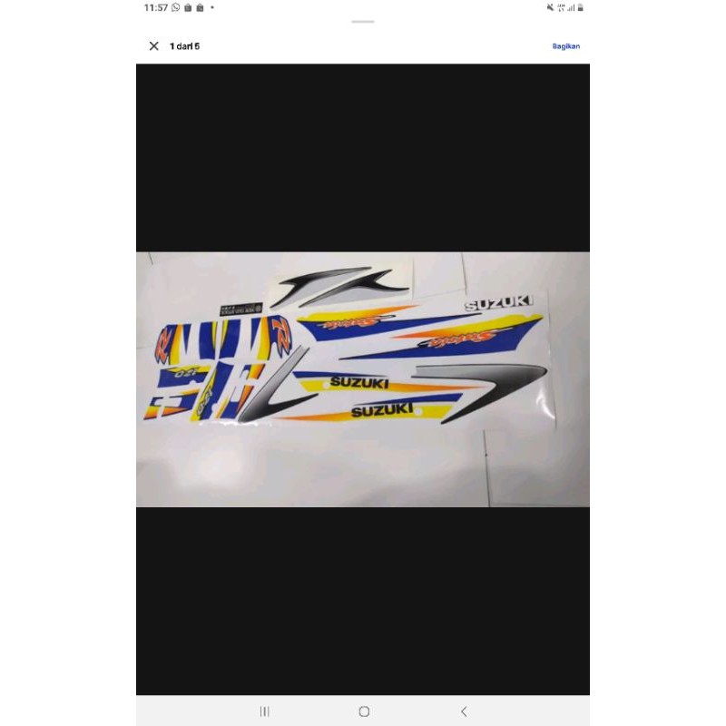 striping sticker suzuki satria hiu biru putih copy original
