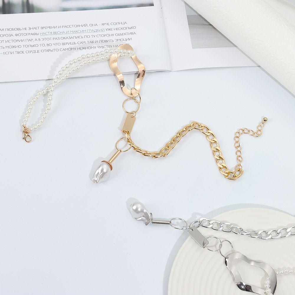 R-flower Pearl Necklace Hadiah Ulang Tahun Pesta Geometris