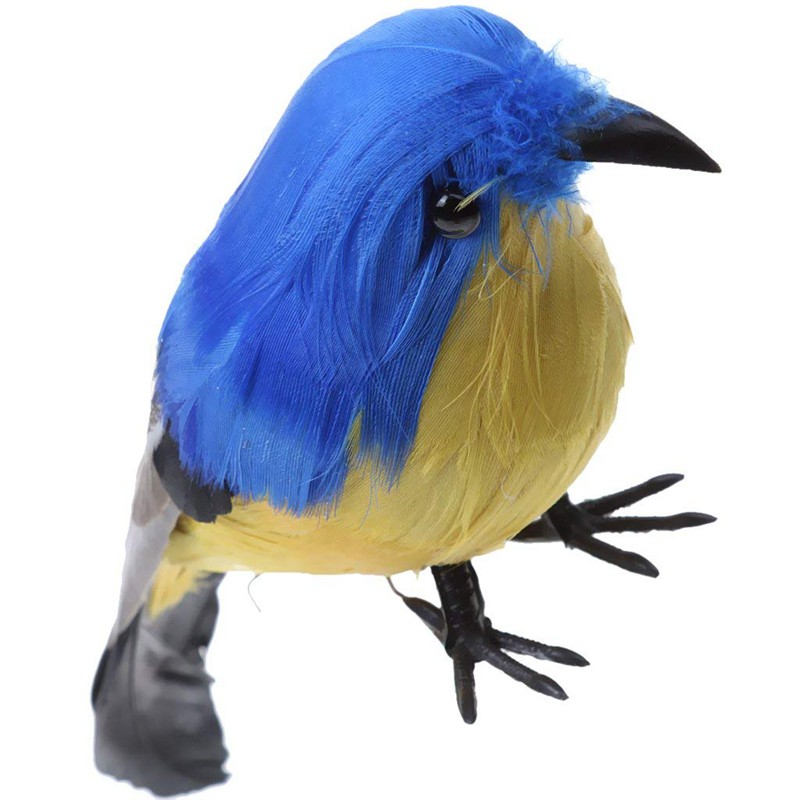 Ornamen Burung Kecil Artifisial Warna Biru Kuning Untuk Dekorasi