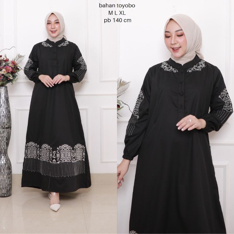 Gamis Bordir Toyobo  Gamis Bordir Terbaru  Gamis Bordir Fashion  Gamis Bordir Casual