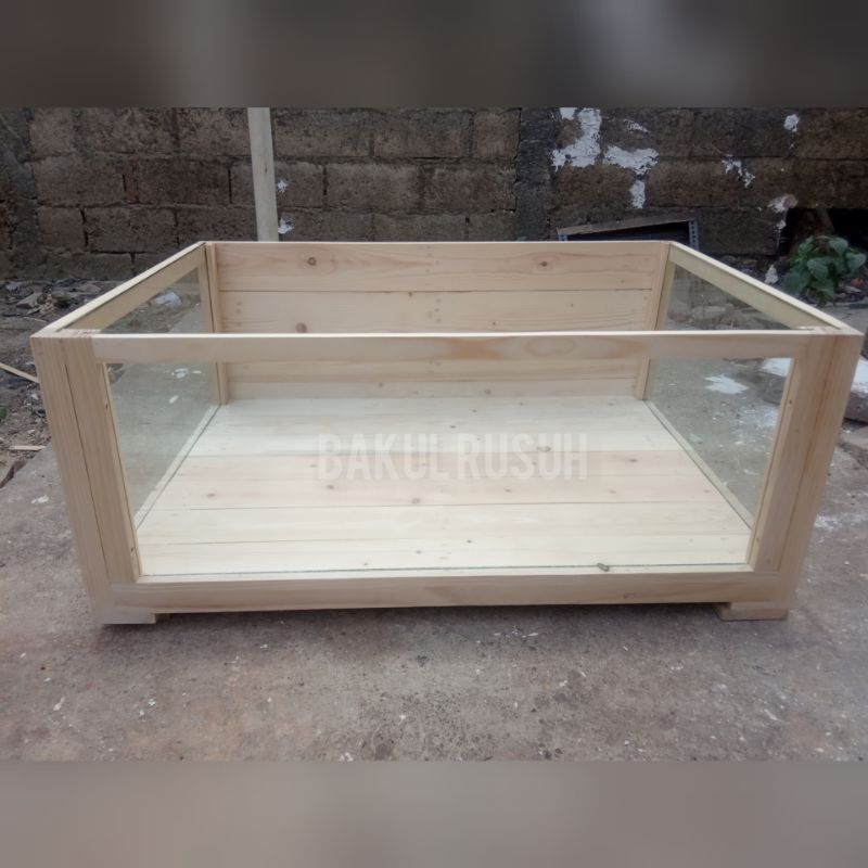 KANDANG KURA KURA DARAT SULCATA BOX KURA KURA TORTO BESAR KACA TIGA SISI