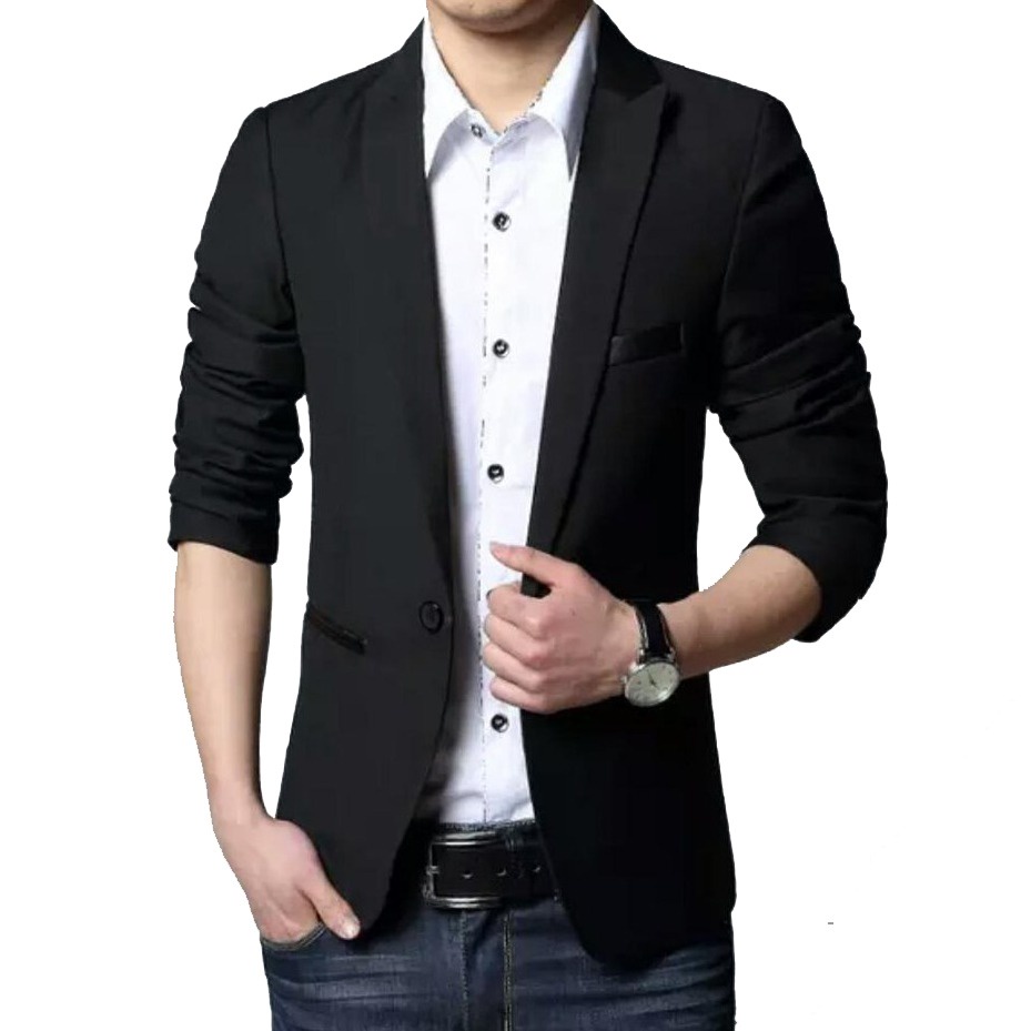 Jas Blazer Pria Hitam kancing 2 Slimfit Formal Premium