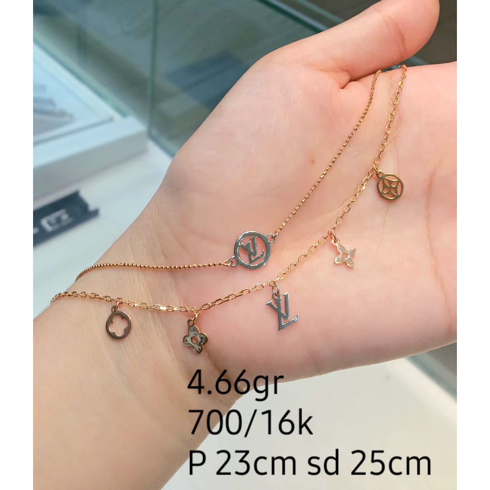 Gelang Kaki Rantai Emas Fashion LV Kadar 70% 4.66 Gram