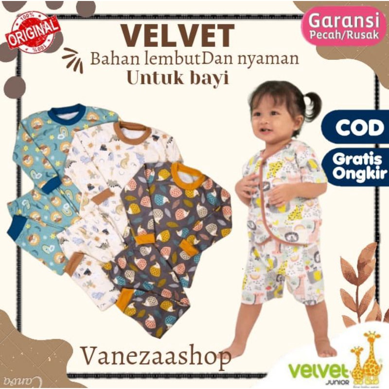 Setelan Velvet junior baju pendek celana pendek Basicwear Joy and Cheer