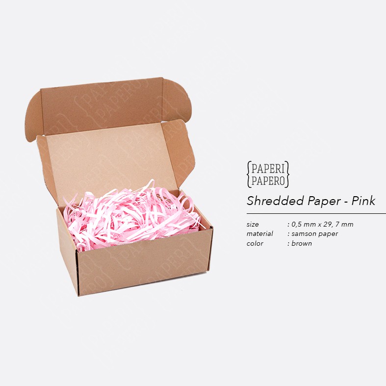 

Shredded Paper / Kertas Potong / Kertas Cacah Serut Pink ( 80 Gram)