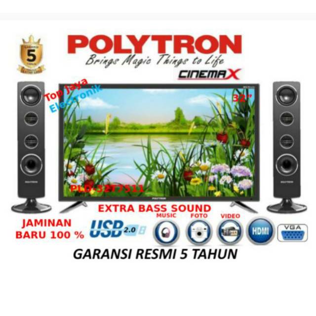 LED TV POLYTRON 32INCH CINEMAX / POLYTRON LED TV 32INCH CINEMAX BARU BERGARANSI RESMI