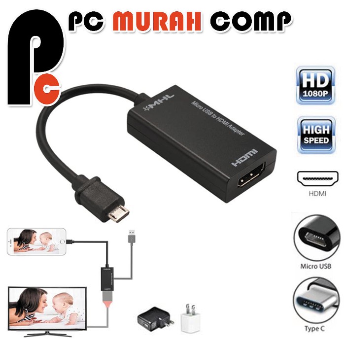 Kabel converter micro USB to HDTV MHL plus 11 pin