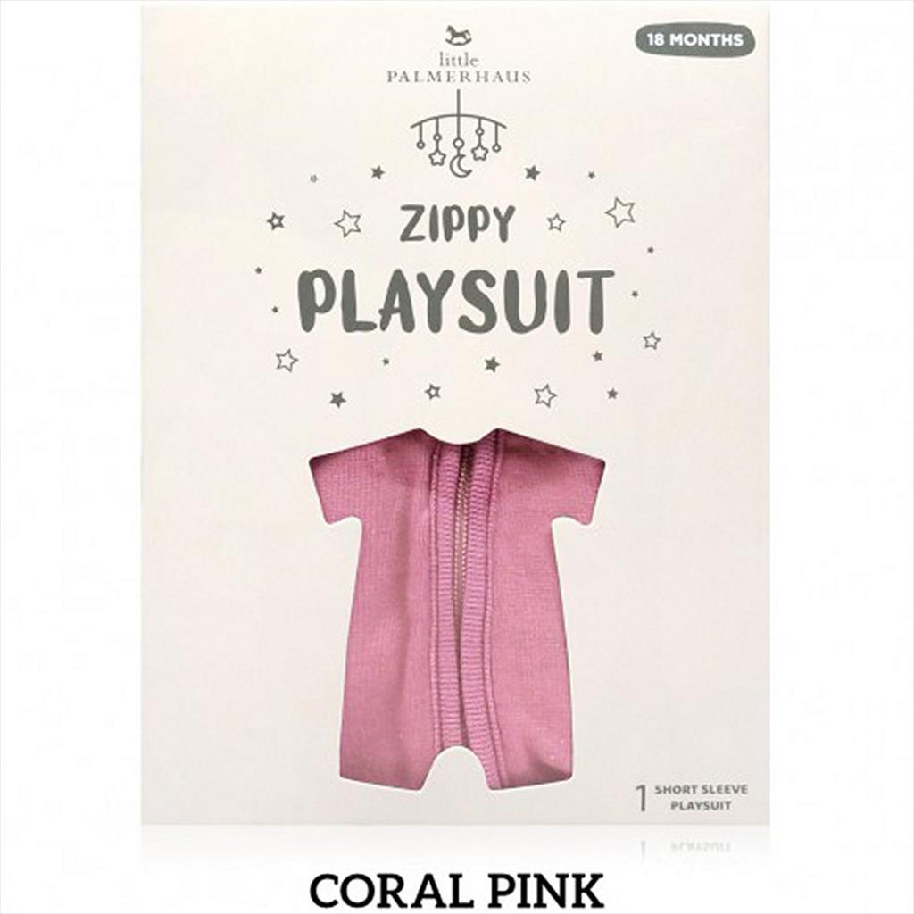 Coral Pink Little Palmerhaus  Zippy Playsuit Romper Bayi