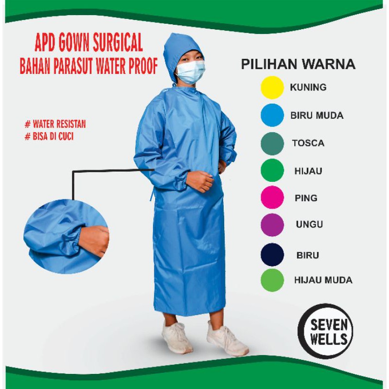 APD GOWN SURGICAL JUBAH OPERASI GOWN PARASUT BAJU DOKTER APD DOKTER SCRUB MEDIS APD MEDIS apd medis 