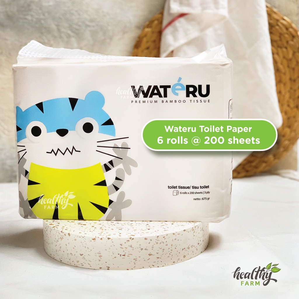 Wateru Premium Bamboo Toilet Paper / Tisu Roll / Tisu Gulung Bambu Natural