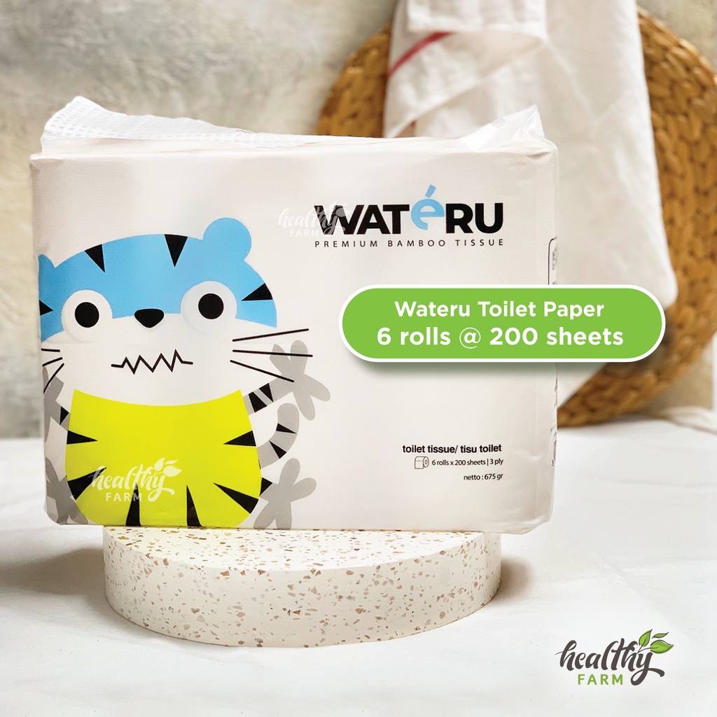 Wateru Premium Bamboo Toilet Paper / Tisu Roll / Tisu Gulung Bambu Natural