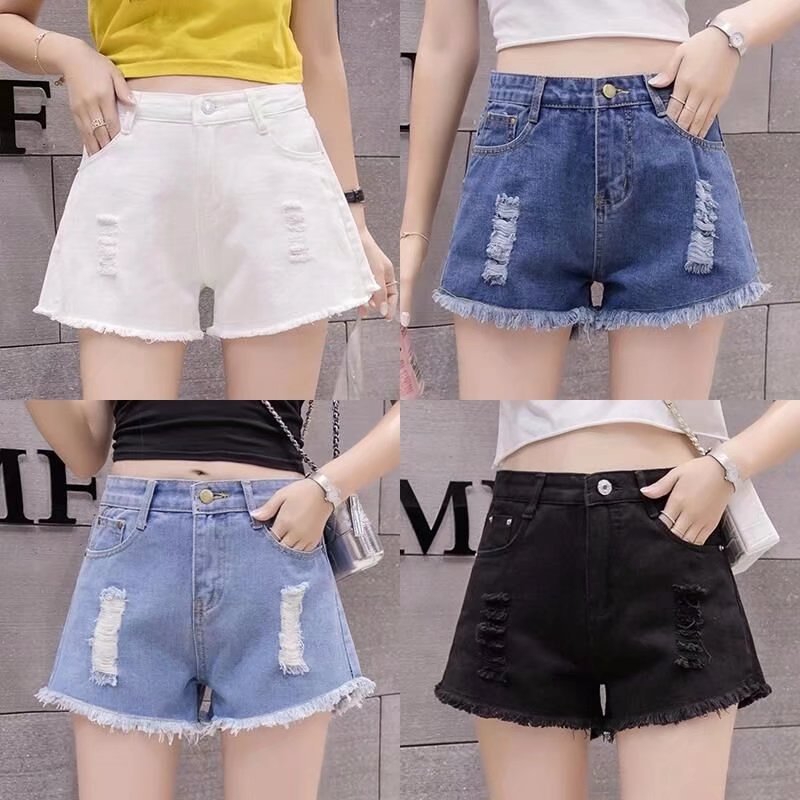  Celana  Pendek  Model  Longgar High Waist Bahan Denim Untuk  