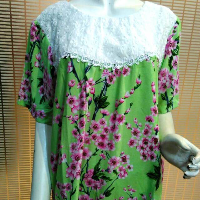 Blus katun linen kombinasi renda jumbo