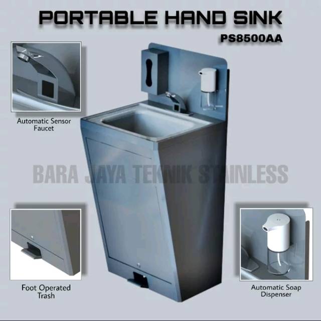 WASTAFEL PORTABLE Cuci Tangan Tanpa Sentuh Kran Sensor Otomatis Stainles PORTABLE HAND SINK PS8500AA