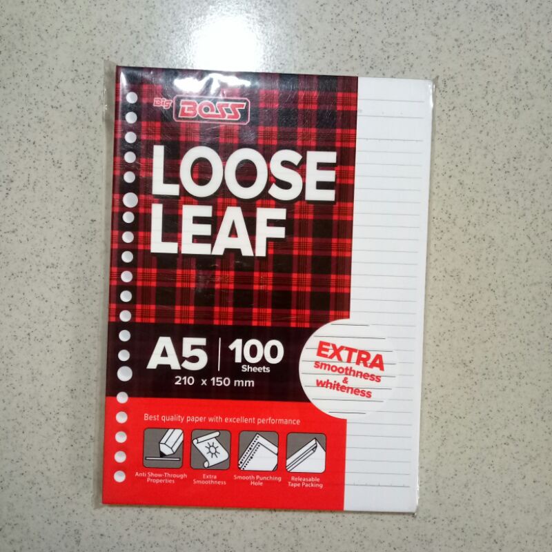 

Kertas Binder Loose Leaf BigBoss ukuran A5 isi 100 lembar/sheets