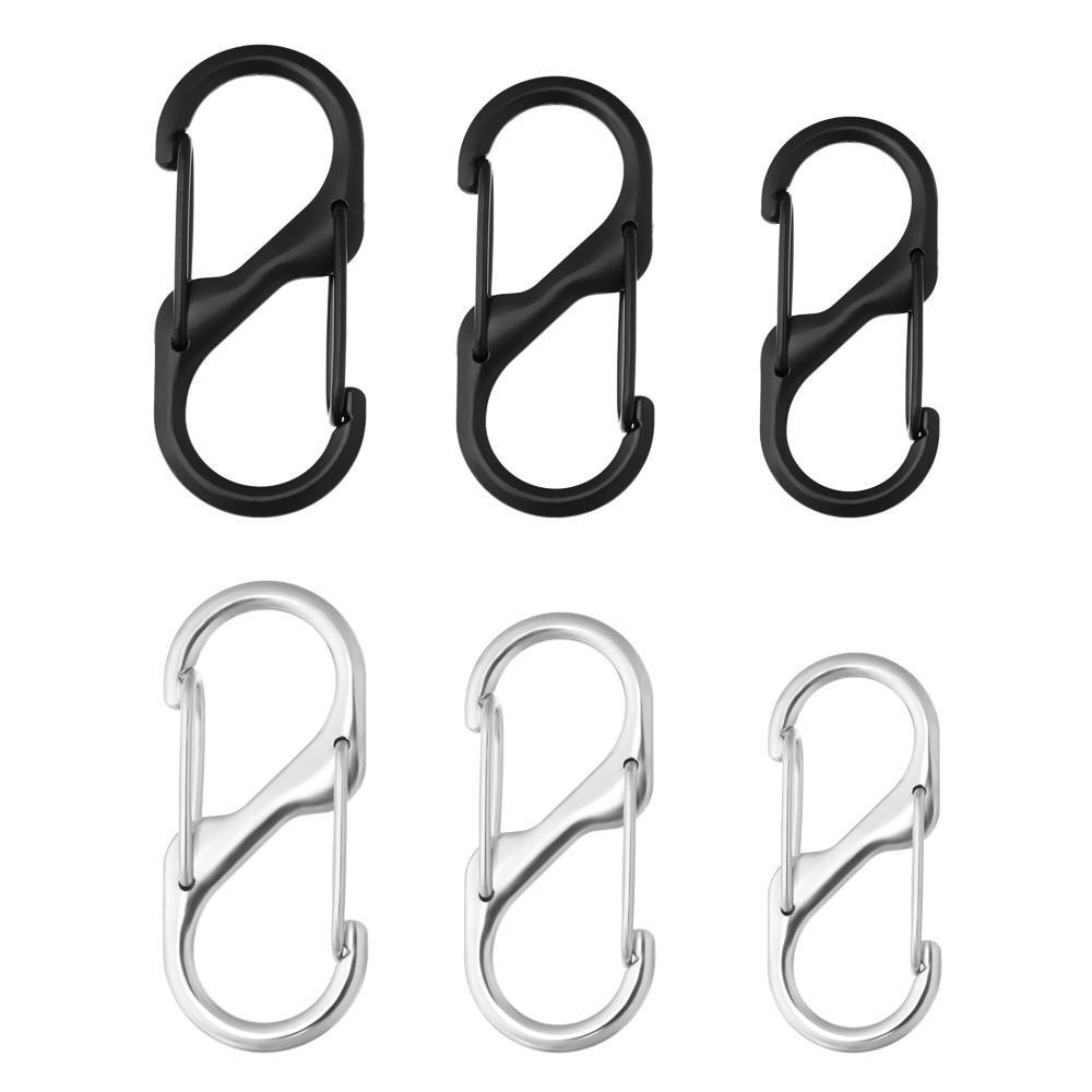 Wonder 10pcs Zinc Alloy Carabiner Anti Maling Kunci Sisi Ganda S Type Ransel Gesper