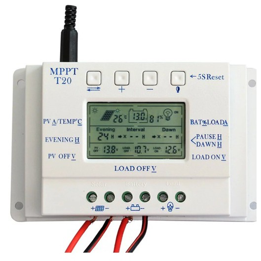 MPPT 12V 24V Solar Panel Battery Regulator Charge Controller LCD Display 20A